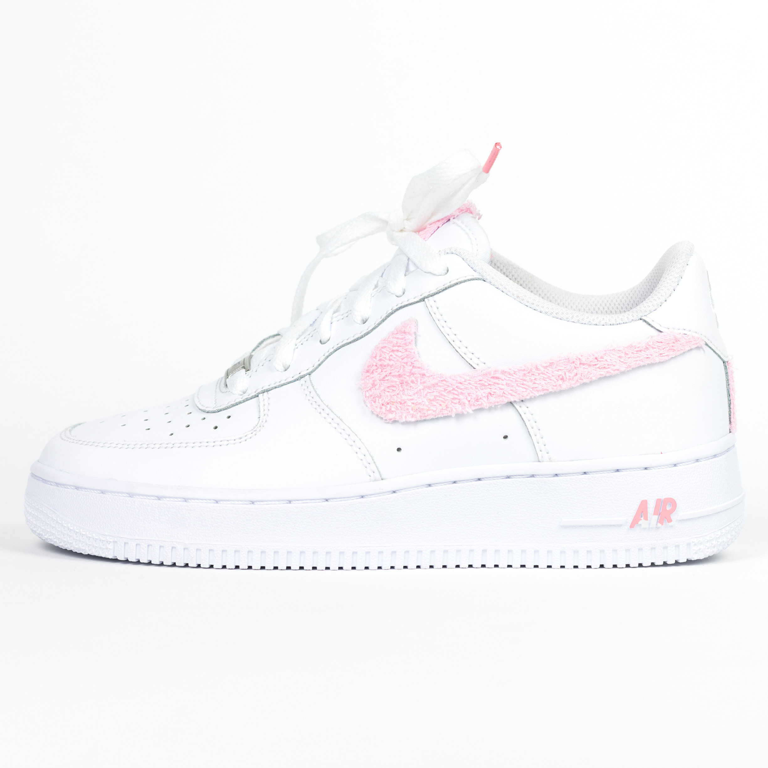 Nike Air Force 1 White Custom 'Pink Terry-Cloth' Edition