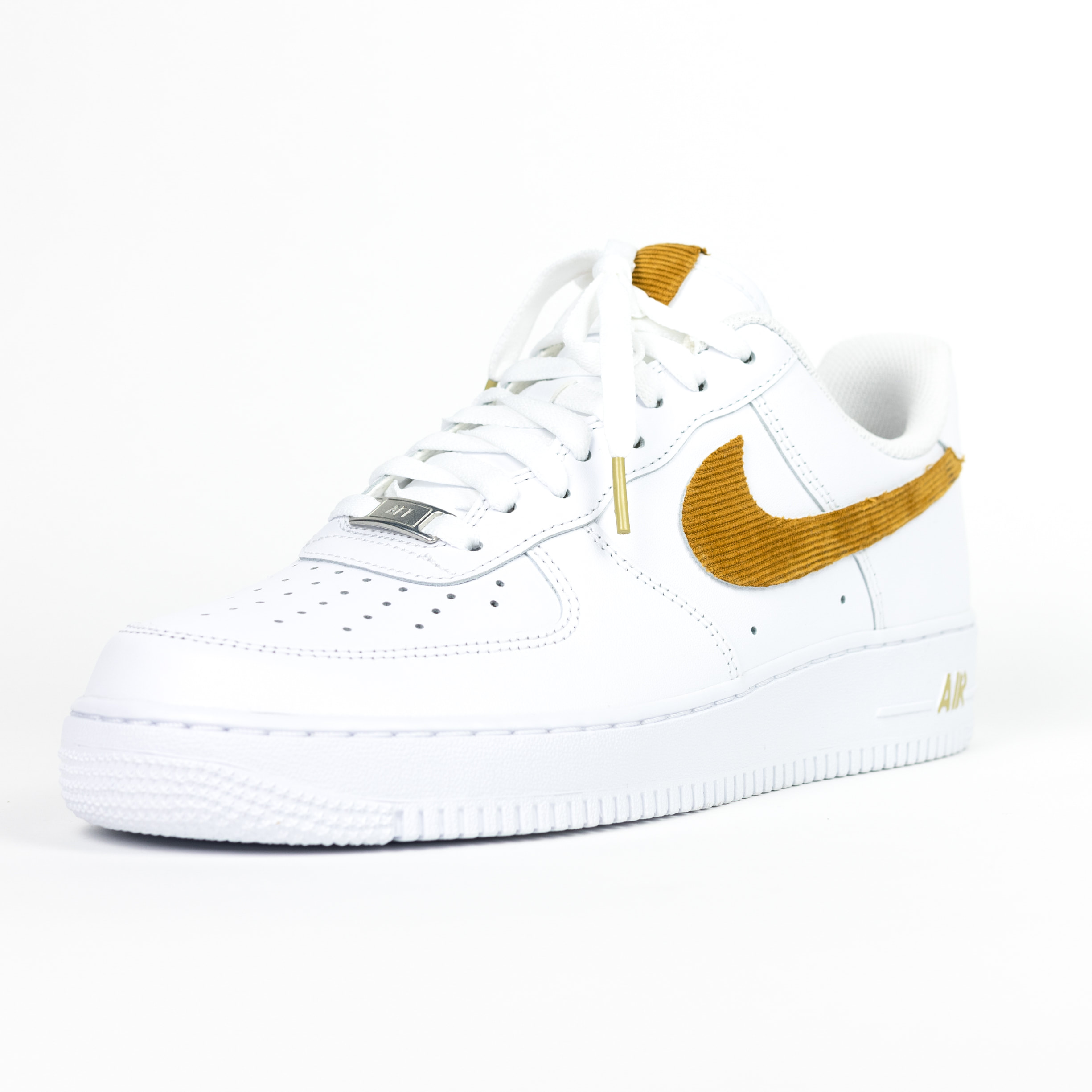 Nike Air Force 1 White Custom 'Gold Corduroy' Edition