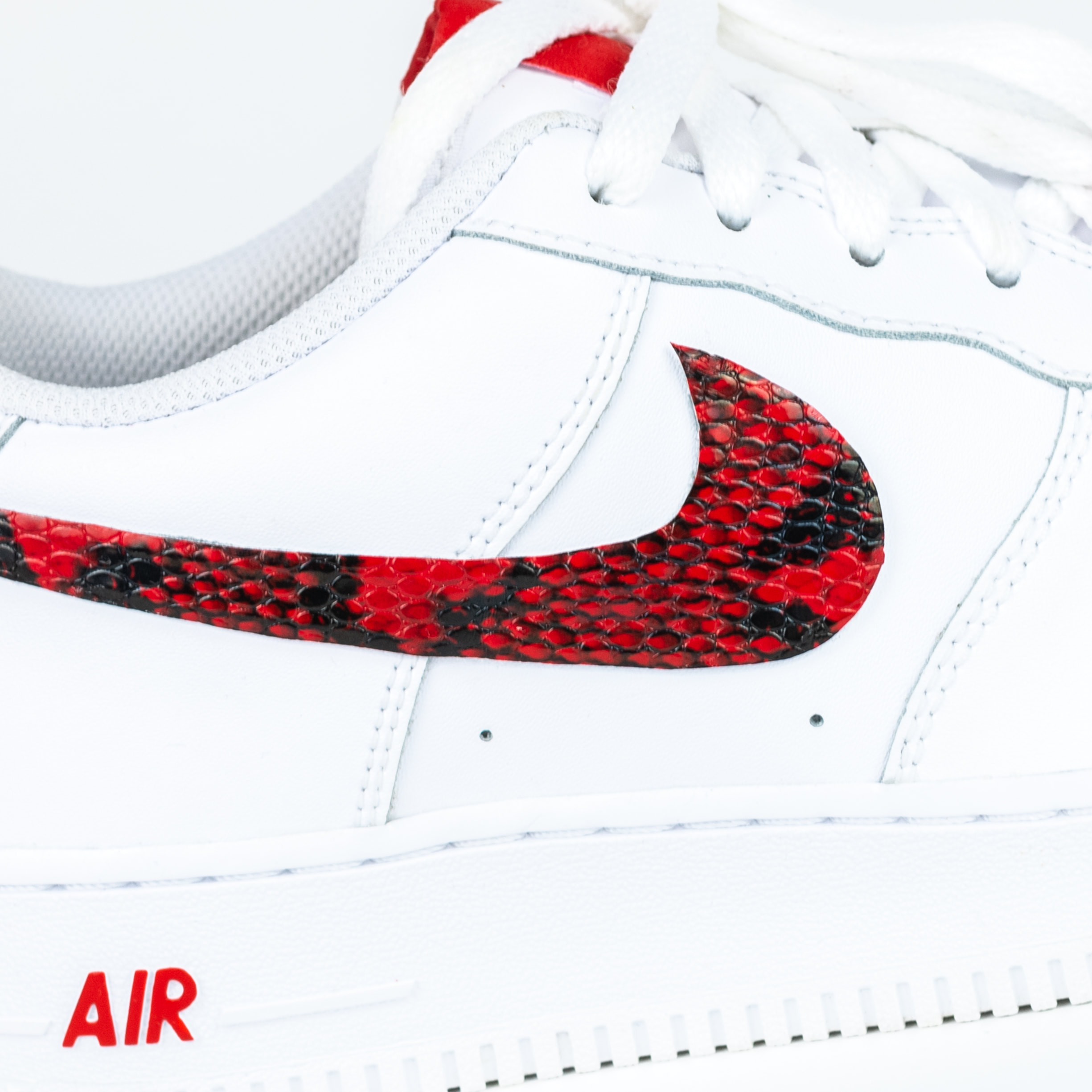 Nike Air Force 1 White Custom 'Red Snakeskin' Edition