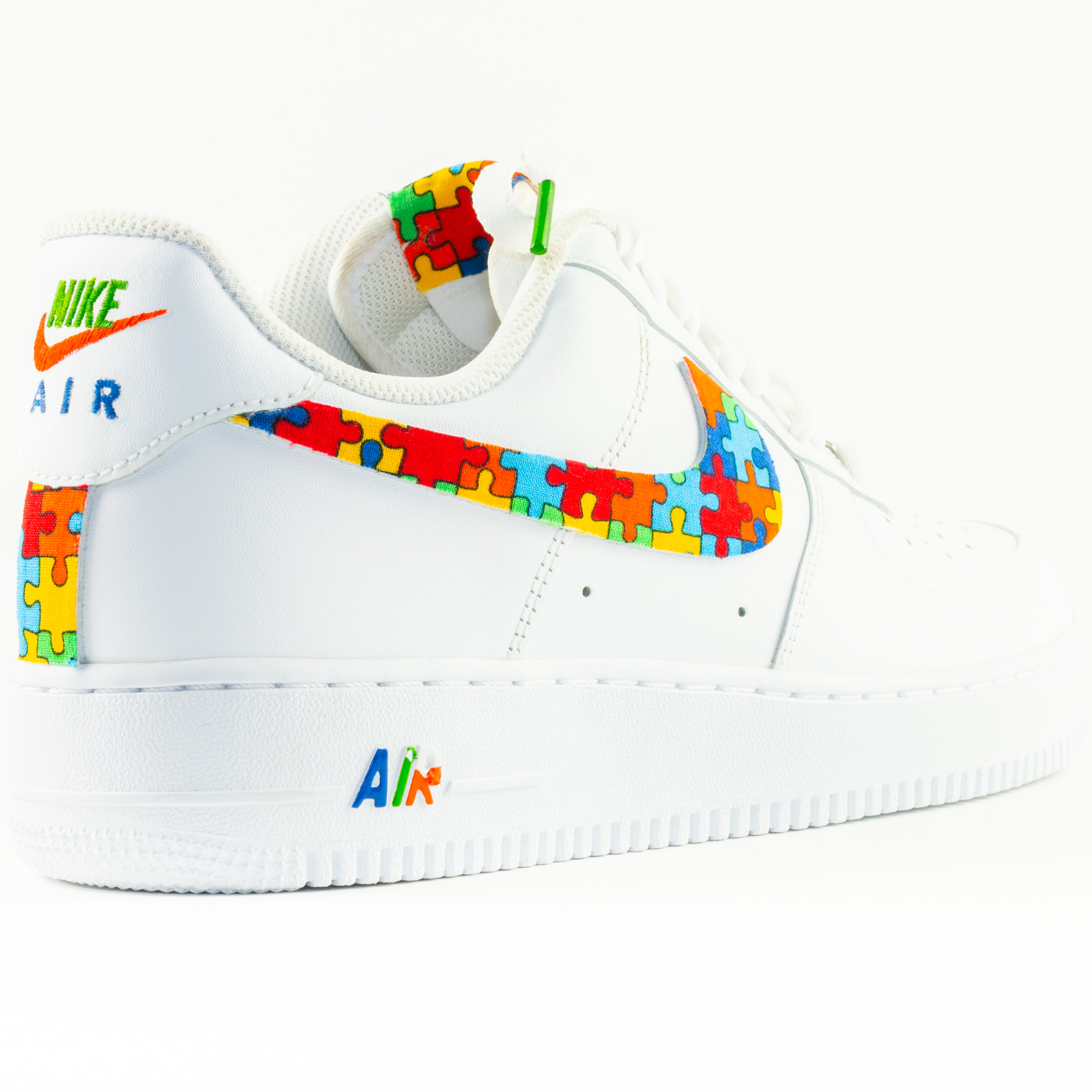 Autism Awareness Custom Nike Air Force 1 Shoes White Low - Bandana Fever
