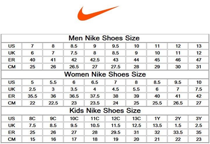 sizing for nike air force 1