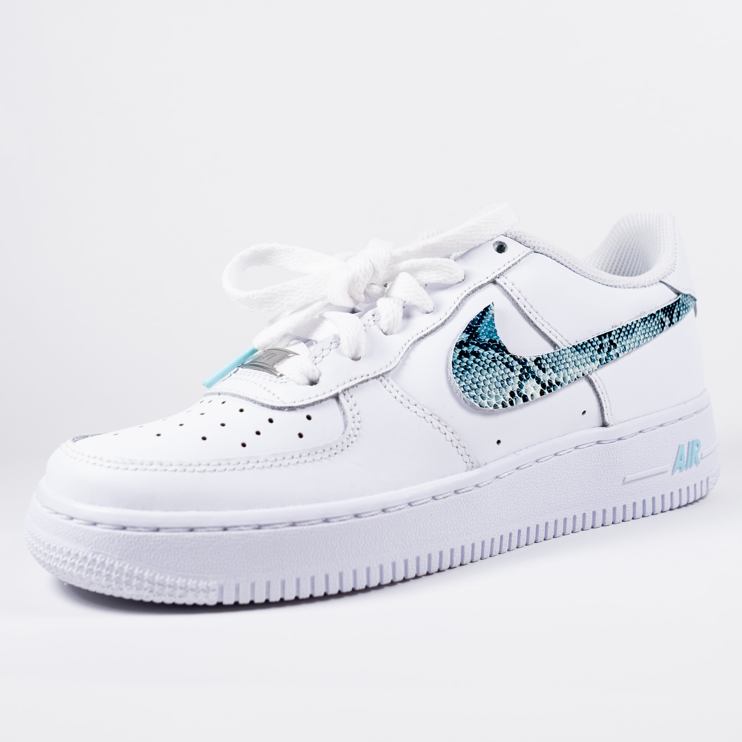 Nike Air Force 1 White Custom 'Turquoise Snakeskin' Edition