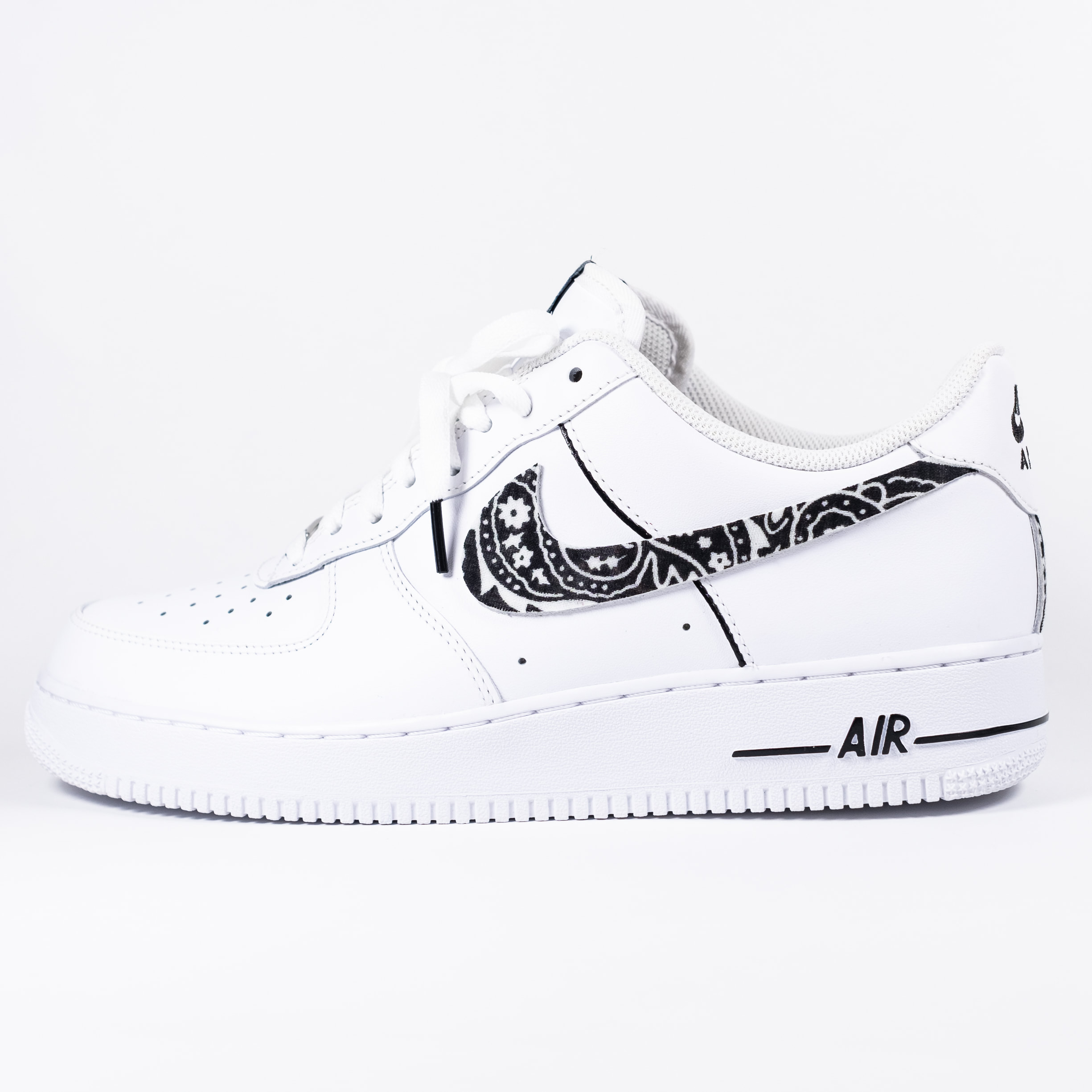 white air forces with black bandana
