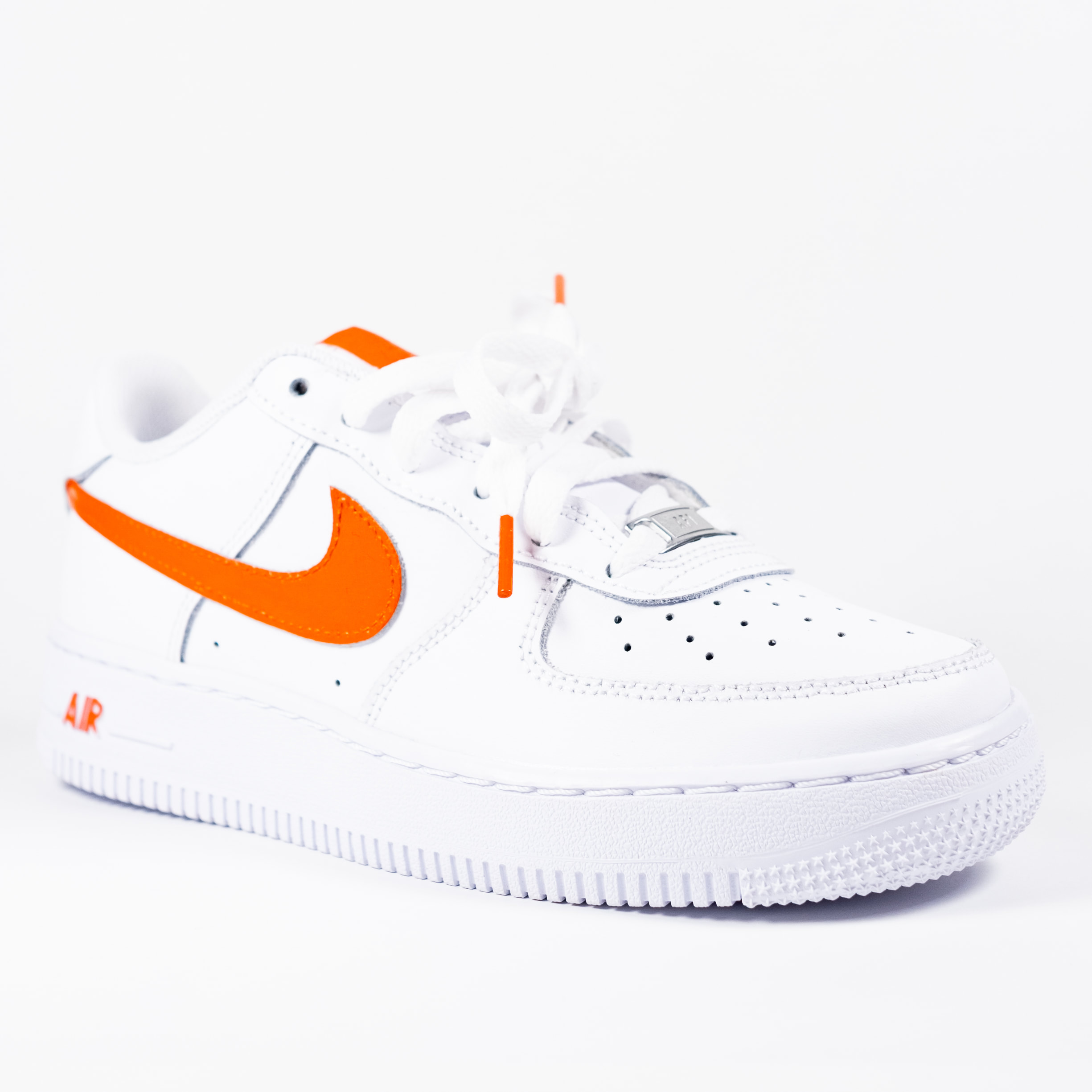 Nike Air Force 1 Cartoon Orange Laces 🍊 Zig Zag Custom White